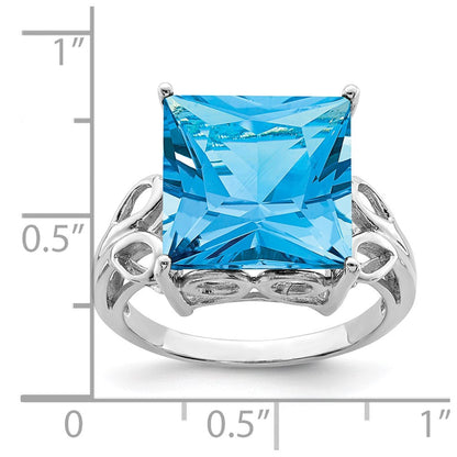 Sterlingsilber Rhodium Blautopas Ring
