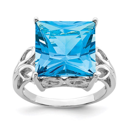 Sterlingsilber Rhodium Blautopas Ring