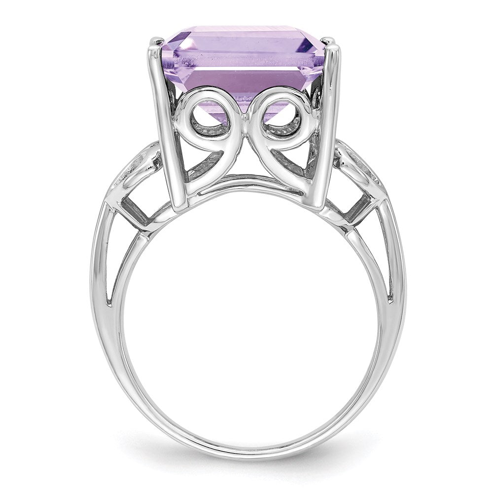 Sterlingsilber Rhodium Rosa Quarz Ring (size 6 Nur)