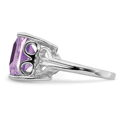 Sterlingsilber Rhodium Rosa Quarz Ring (size 6 Nur)