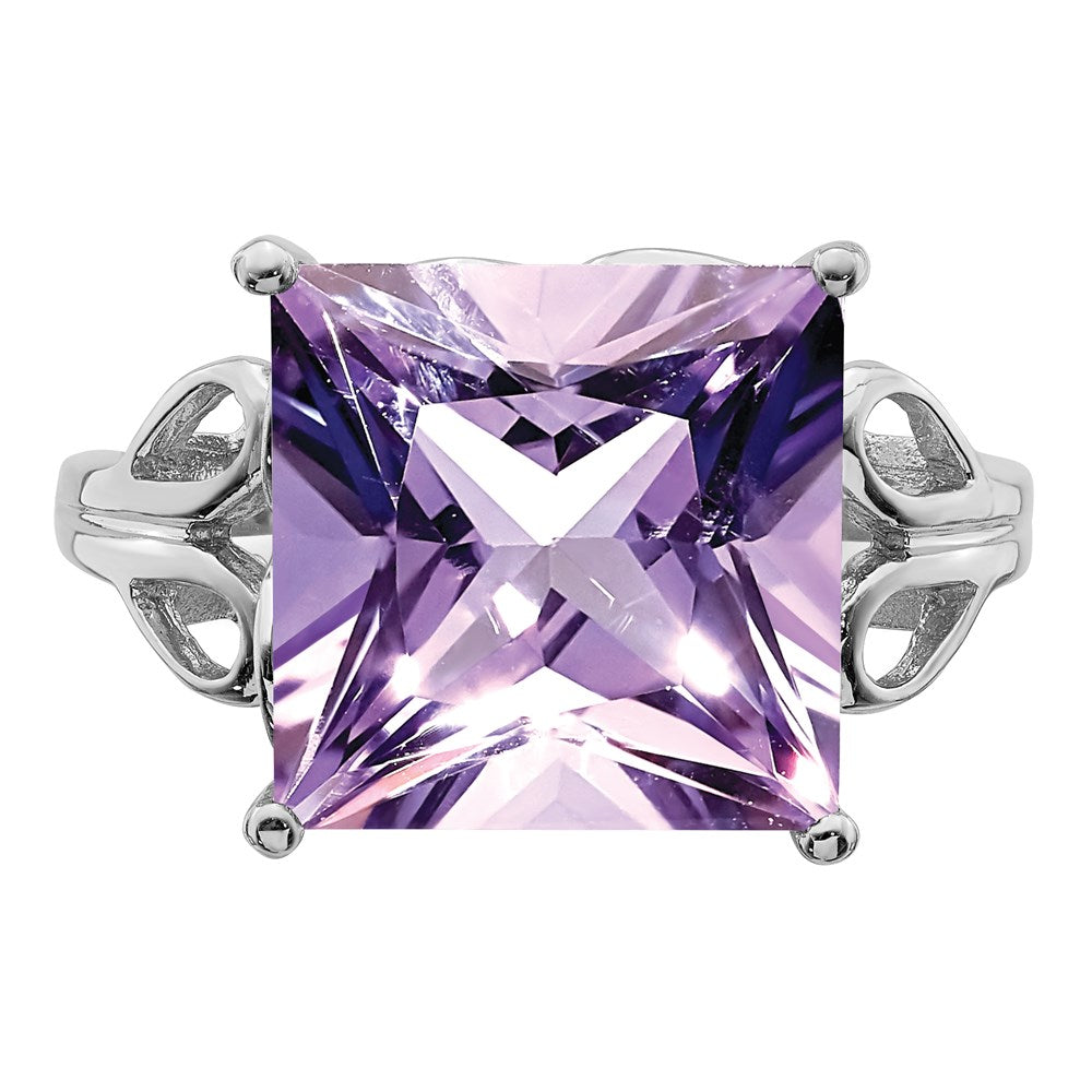 Sterlingsilber Rhodium Rosa Quarz Ring (size 6 Nur)