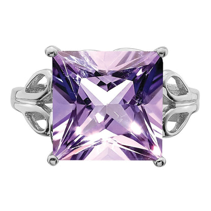 Sterlingsilber Rhodium Rosa Quarz Ring (size 6 Nur)