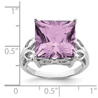 Sterlingsilber Rhodium Rosa Quarz Ring (size 6 Nur)