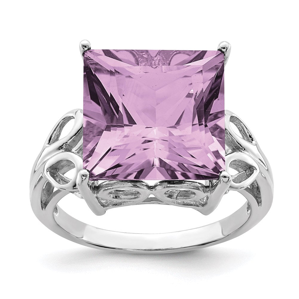 Sterlingsilber Rhodium Rosa Quarz Ring (size 6 Nur)