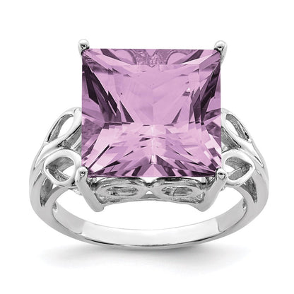 Sterlingsilber Rhodium Rosa Quarz Ring (size 6 Nur)