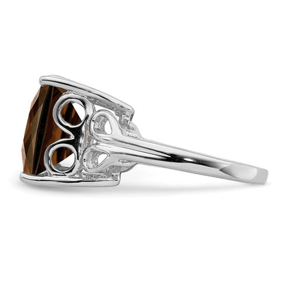 Sterlingsilber Rhodium Rauch Quarz Ring