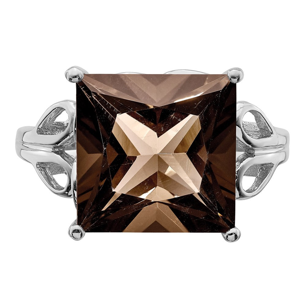 Sterlingsilber Rhodium Rauch Quarz Ring
