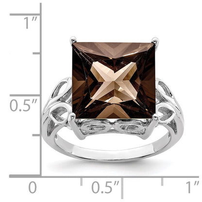 Sterlingsilber Rhodium Rauch Quarz Ring