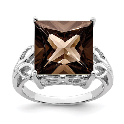 Sterlingsilber Rhodium Rauch Quarz Ring