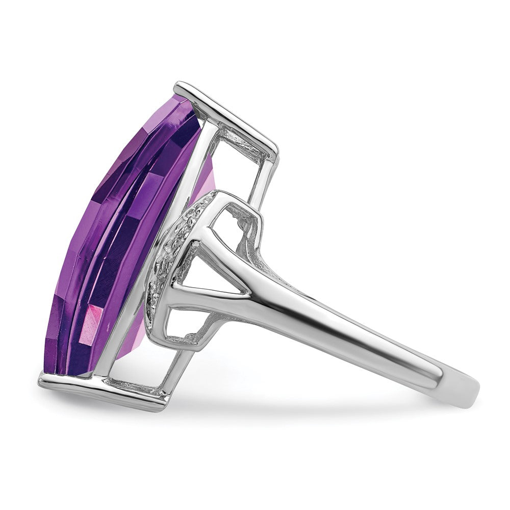 Sterlingsilber Rhodiniert Amethyst & Diamant Ring