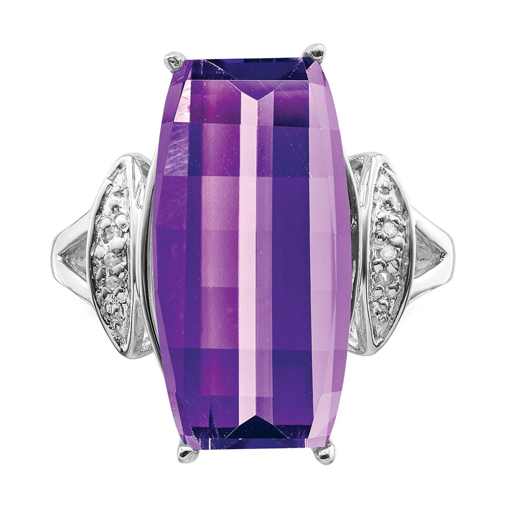 Sterlingsilber Rhodiniert Amethyst & Diamant Ring