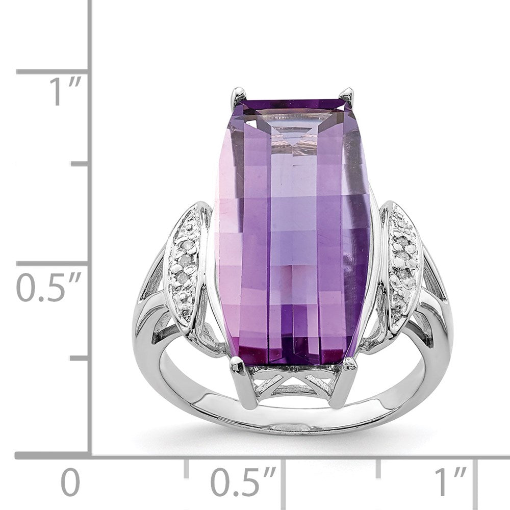 Sterlingsilber Rhodiniert Amethyst & Diamant Ring