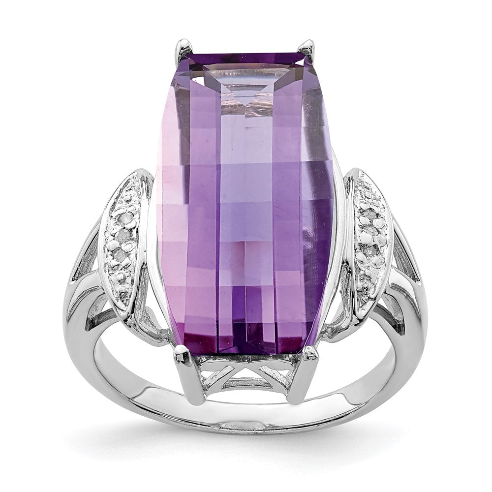 Sterlingsilber Rhodiniert Amethyst & Diamant Ring