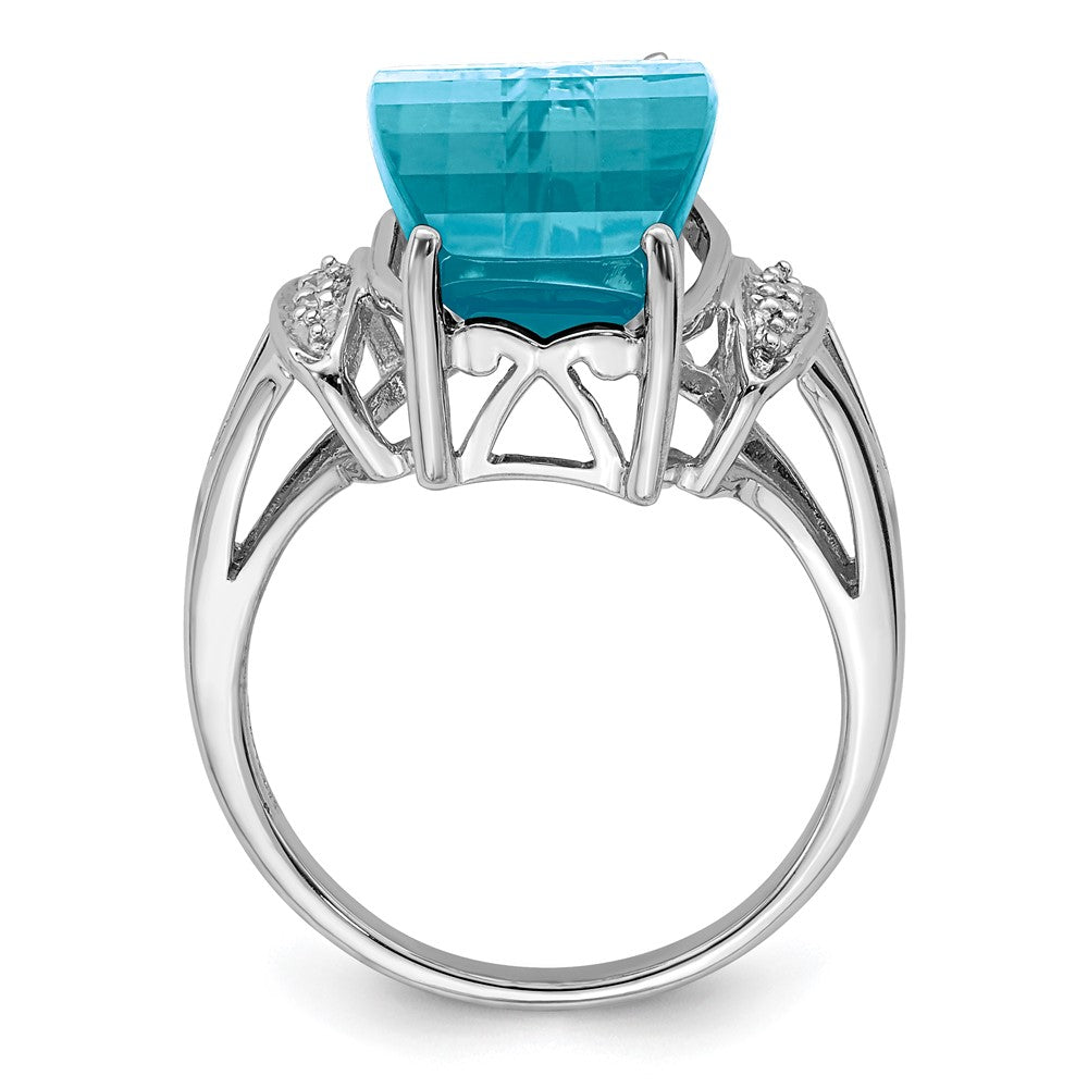 Sterlingsilber Rhodium Himmel Blautopas & Diamant Ring (size 7 Nur)