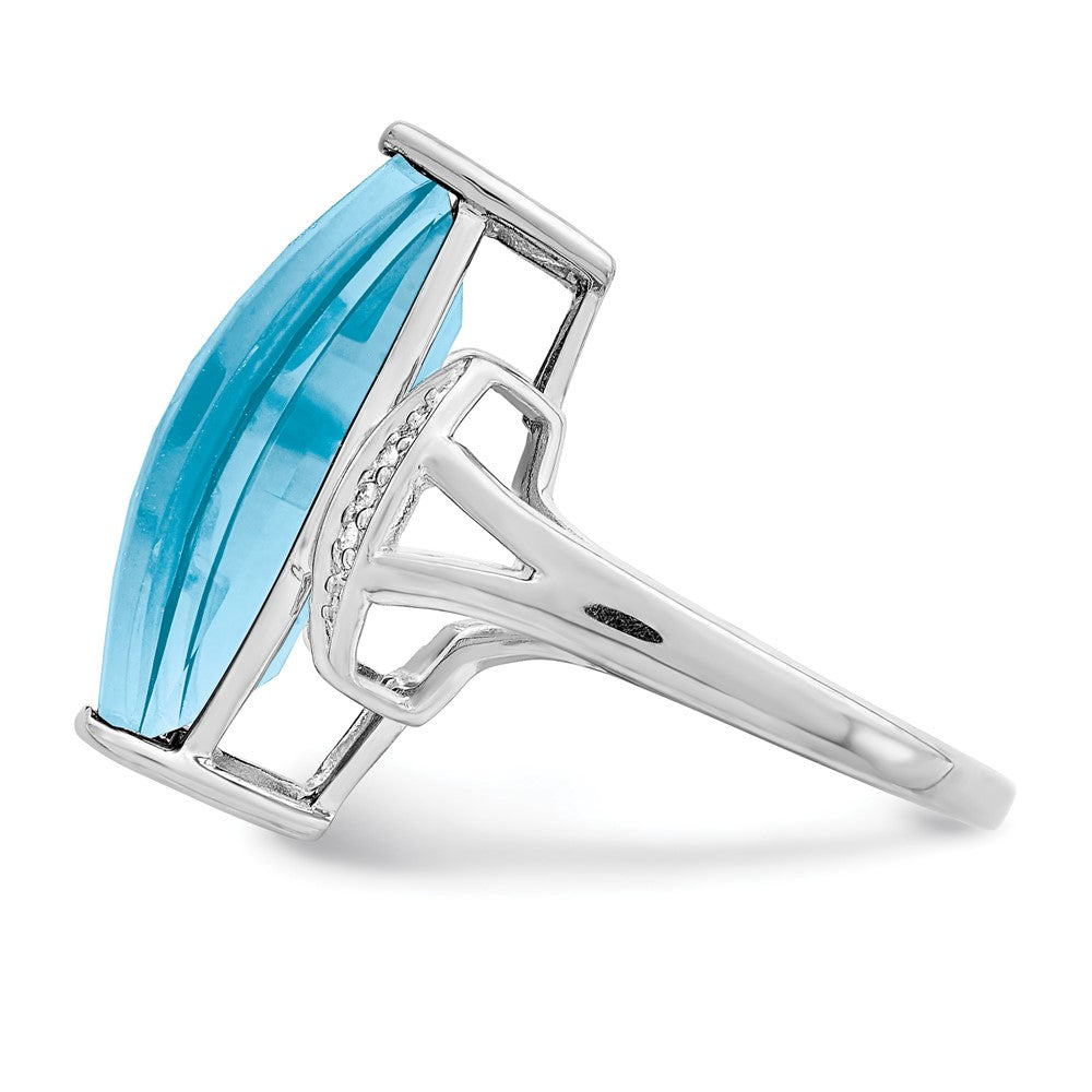 Sterlingsilber Rhodium Himmel Blautopas & Diamant Ring (size 7 Nur)