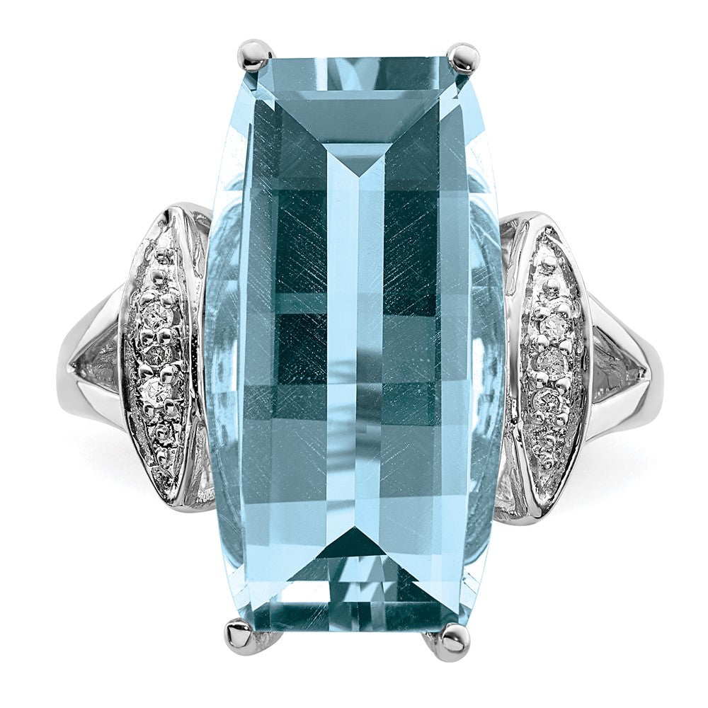 Sterlingsilber Rhodium Himmel Blautopas & Diamant Ring (size 7 Nur)