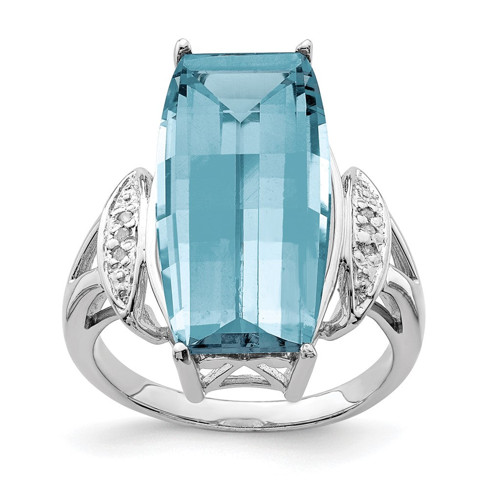 Sterlingsilber Rhodium Himmel Blautopas & Diamant Ring (size 7 Nur)
