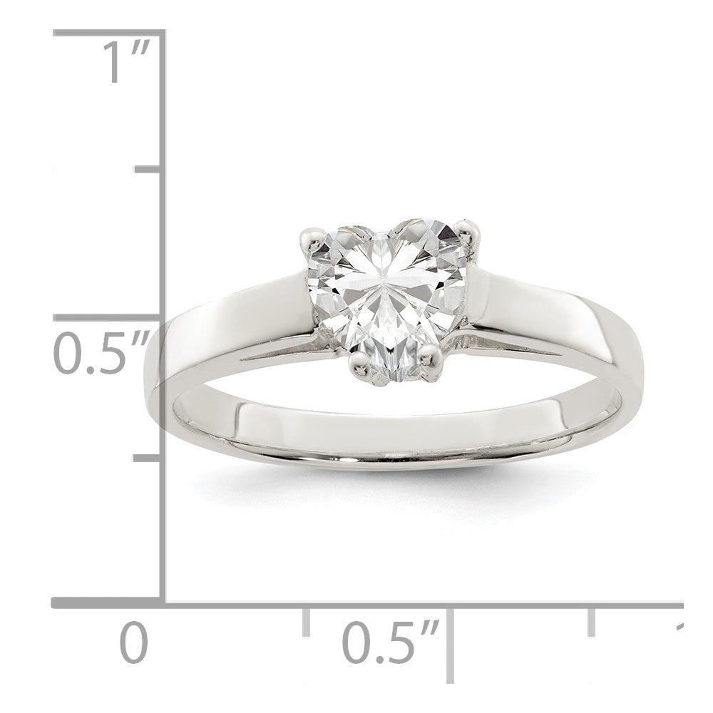 Sterlingsilber Solitär Herz Zirkonia Ring