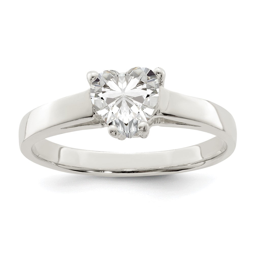 Sterlingsilber Solitär Herz Zirkonia Ring
