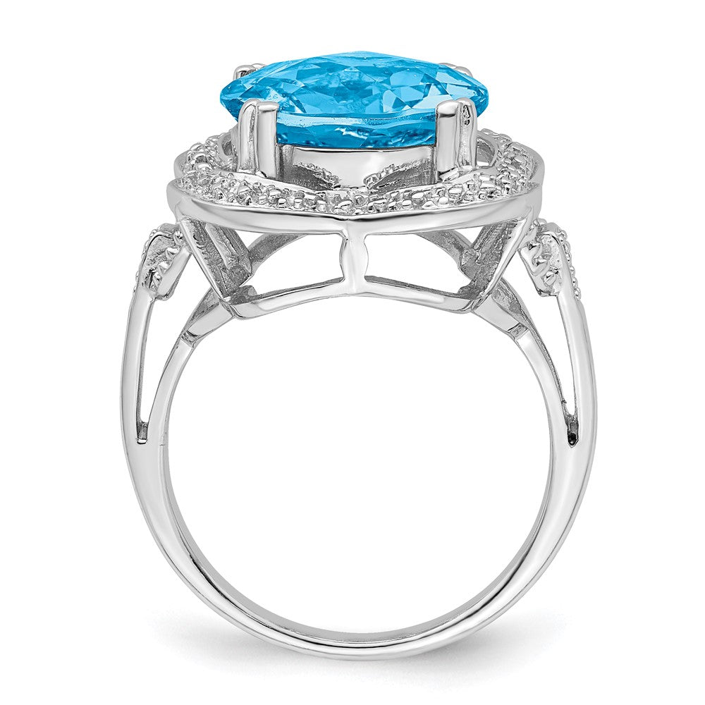 Sterlingsilber Rhodium Karo Schliff Blautopas Ring (size 7 Nur)