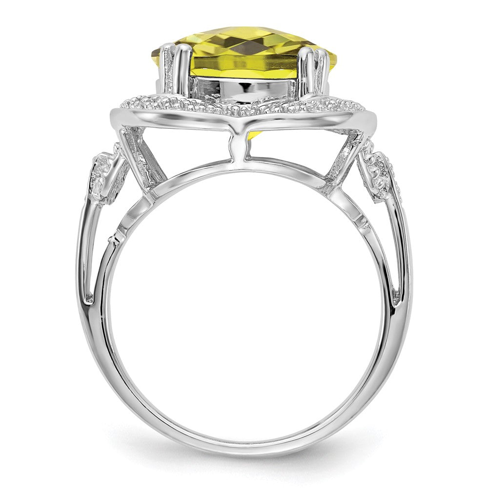 Sterlingsilber Rhodium Karo Schliff Zitrone Quarz Ring (size 7 Nur)