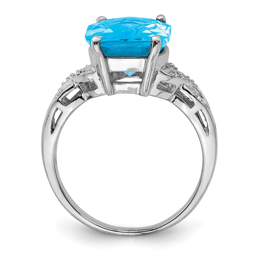 Sterlingsilber Rhodium Karo Schliff Blautopas Ring (size 7 Nur)