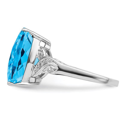 Sterlingsilber Rhodium Karo Schliff Blautopas Ring (size 7 Nur)