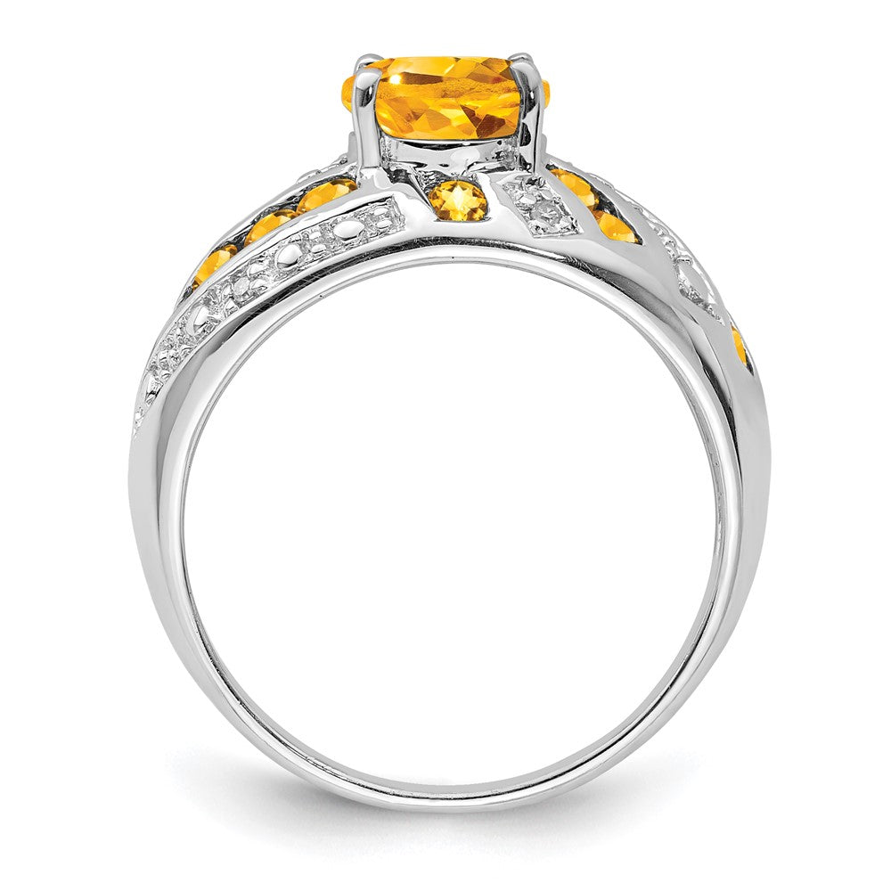 Sterlingsilber Rhodiniert Citrin & Diamant Ring (size 5 Nur)
