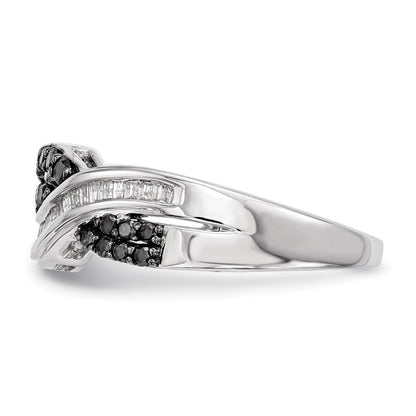 Sterlingsilber Schwarz und Weiß Diamant Ring