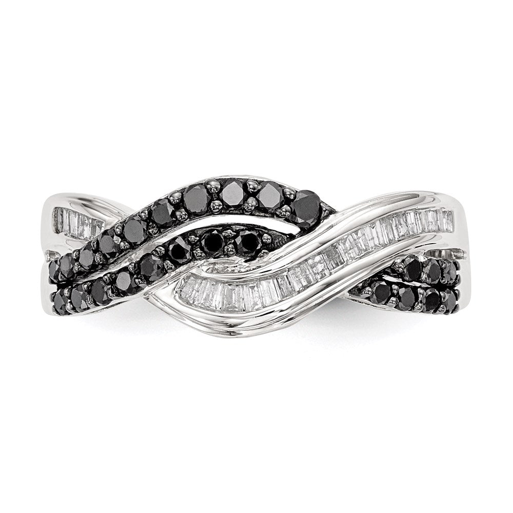 Sterlingsilber Schwarz und Weiß Diamant Ring