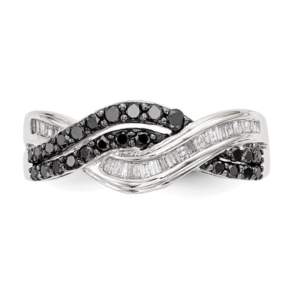 Sterlingsilber Schwarz und Weiß Diamant Ring