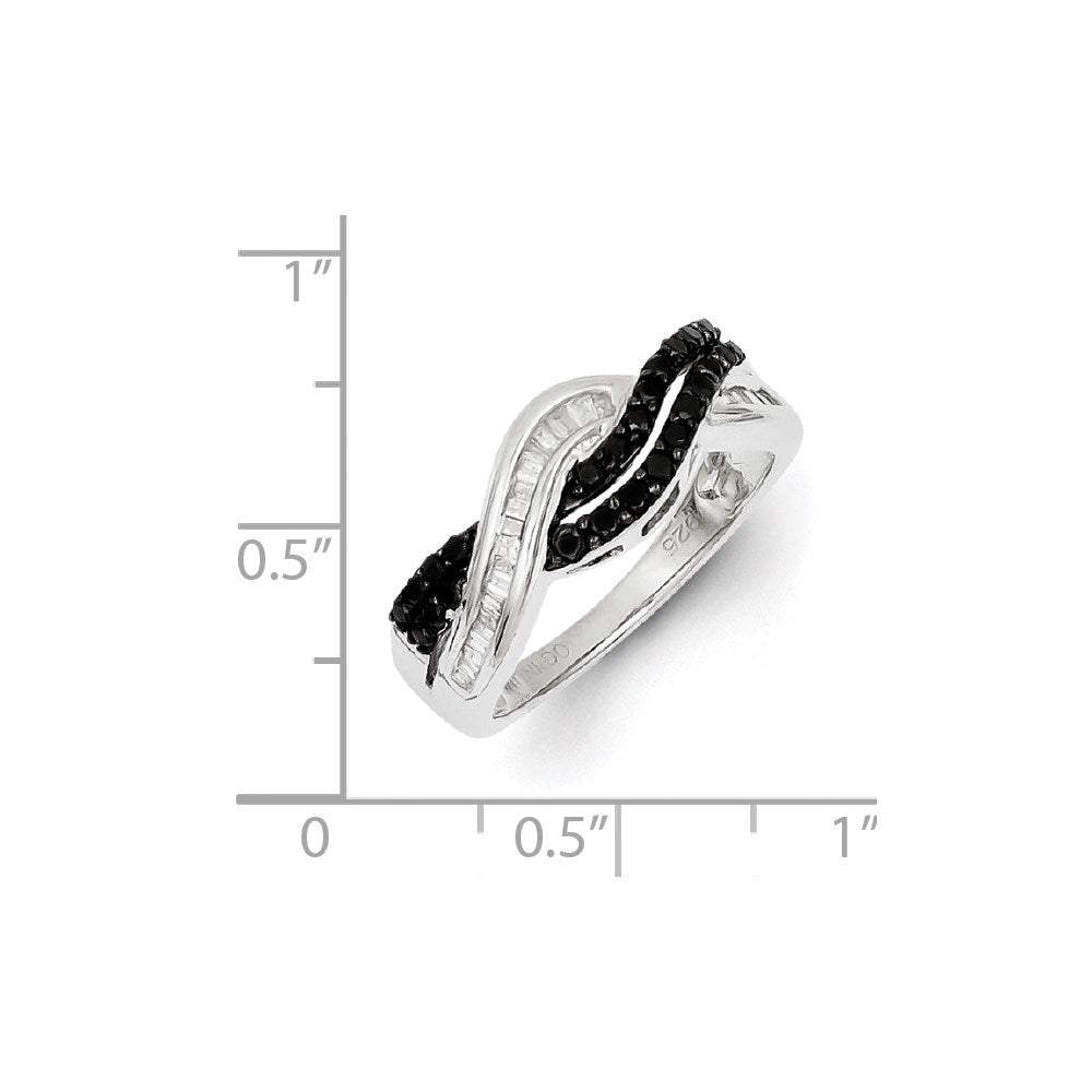 Sterlingsilber Schwarz und Weiß Diamant Ring