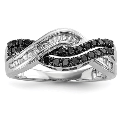 Sterlingsilber Schwarz und Weiß Diamant Ring