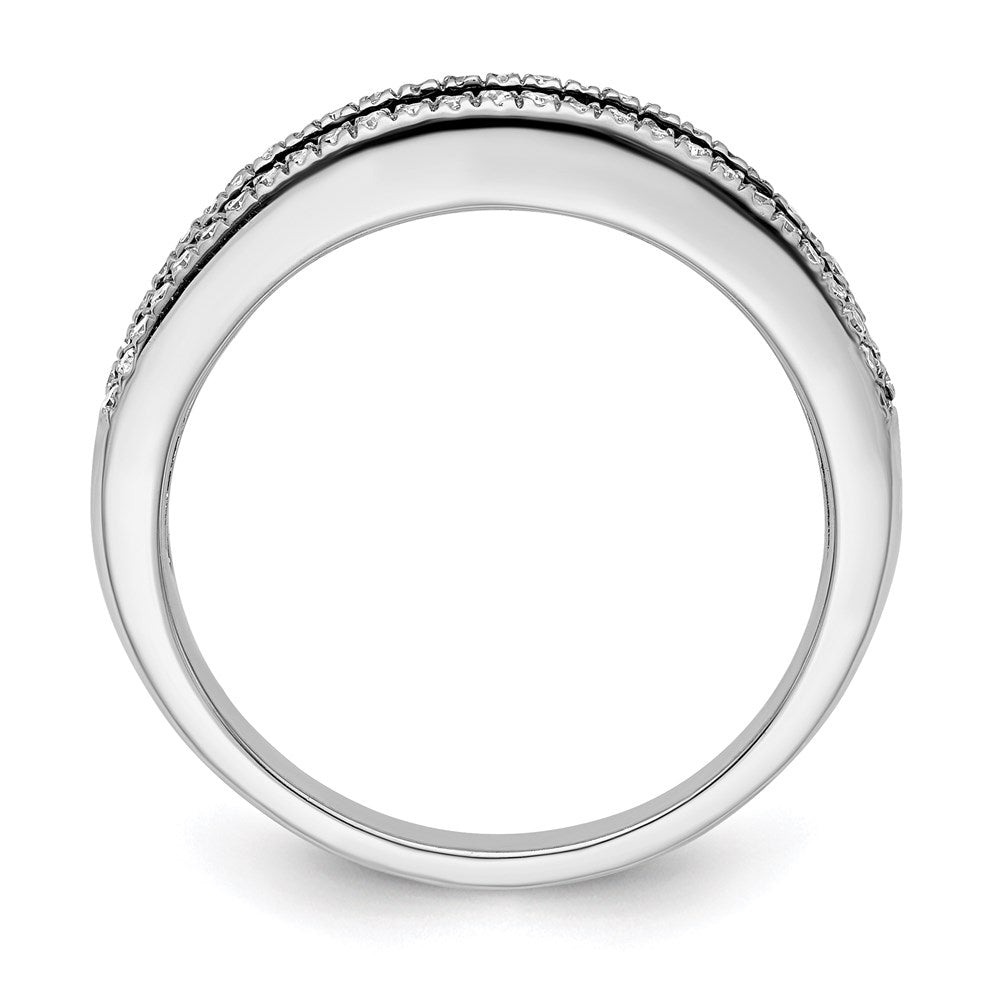 Sterlingsilber Weiß Nacht Rhodiniert Schwarz und Diamant Ring