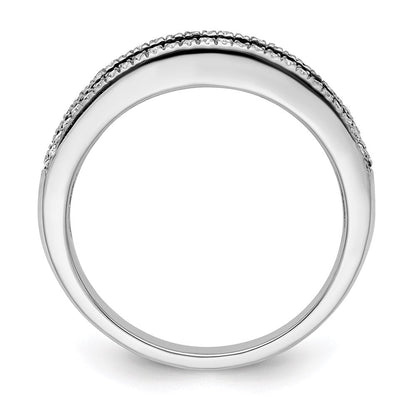 Sterlingsilber Weiß Nacht Rhodiniert Schwarz und Diamant Ring
