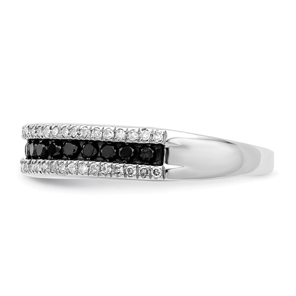 Sterlingsilber Weiß Nacht Rhodiniert Schwarz und Diamant Ring