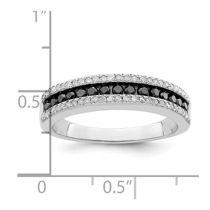 Sterlingsilber Weiß Nacht Rhodiniert Schwarz und Diamant Ring