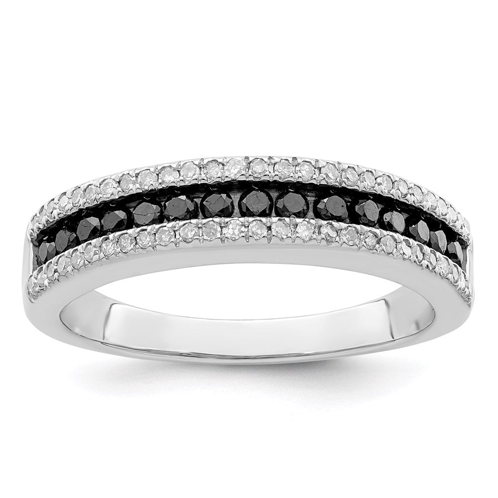 Sterlingsilber Weiß Nacht Rhodiniert Schwarz und Diamant Ring
