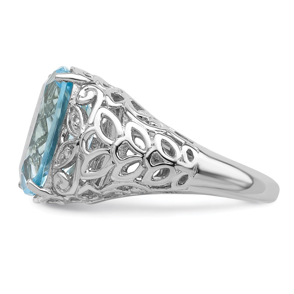 Sterlingsilber Rhodium Himmel Blautopas & Diamant Ring (size 7 Nur)