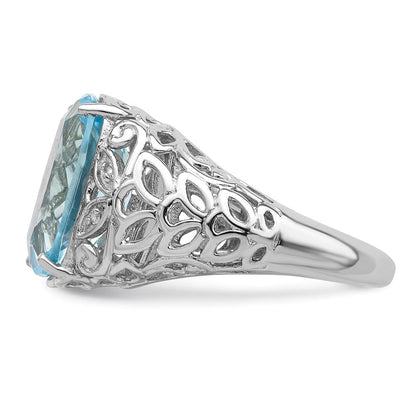 Sterlingsilber Rhodium Himmel Blautopas & Diamant Ring (size 7 Nur)