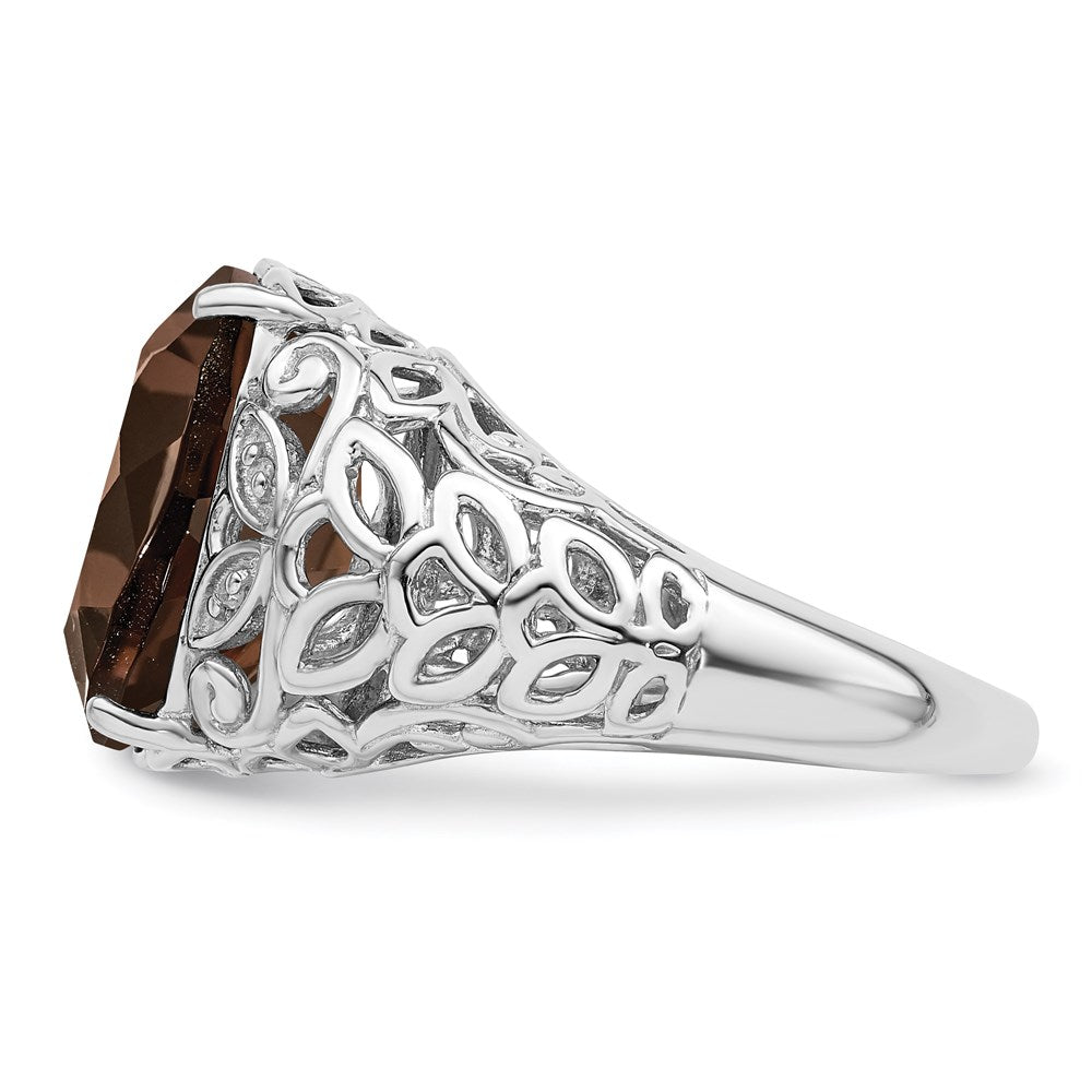 Sterlingsilber Rhodium Rauch Quarz & Diamant Ring (size 7 Nur)