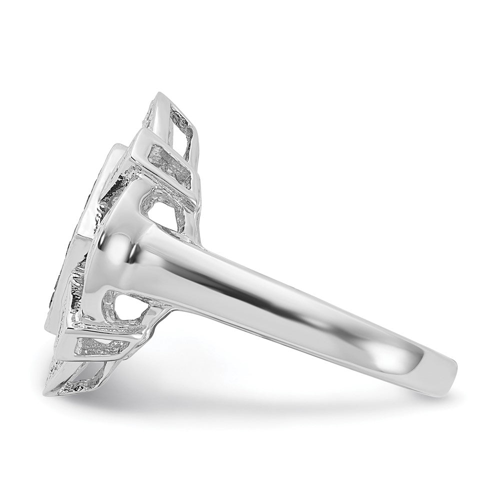 Sterlingsilber Poliert Schwarz & Weiß Diamant Ring (size 6 Nur)