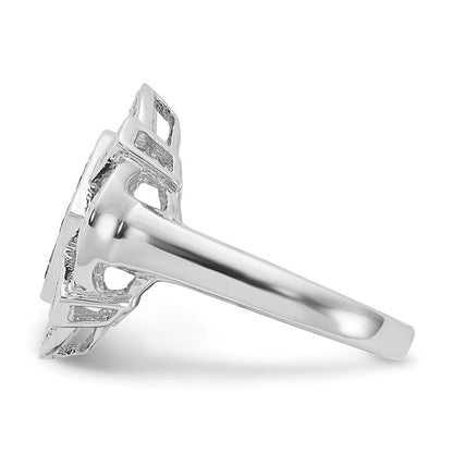 Sterlingsilber Poliert Schwarz & Weiß Diamant Ring (size 6 Nur)