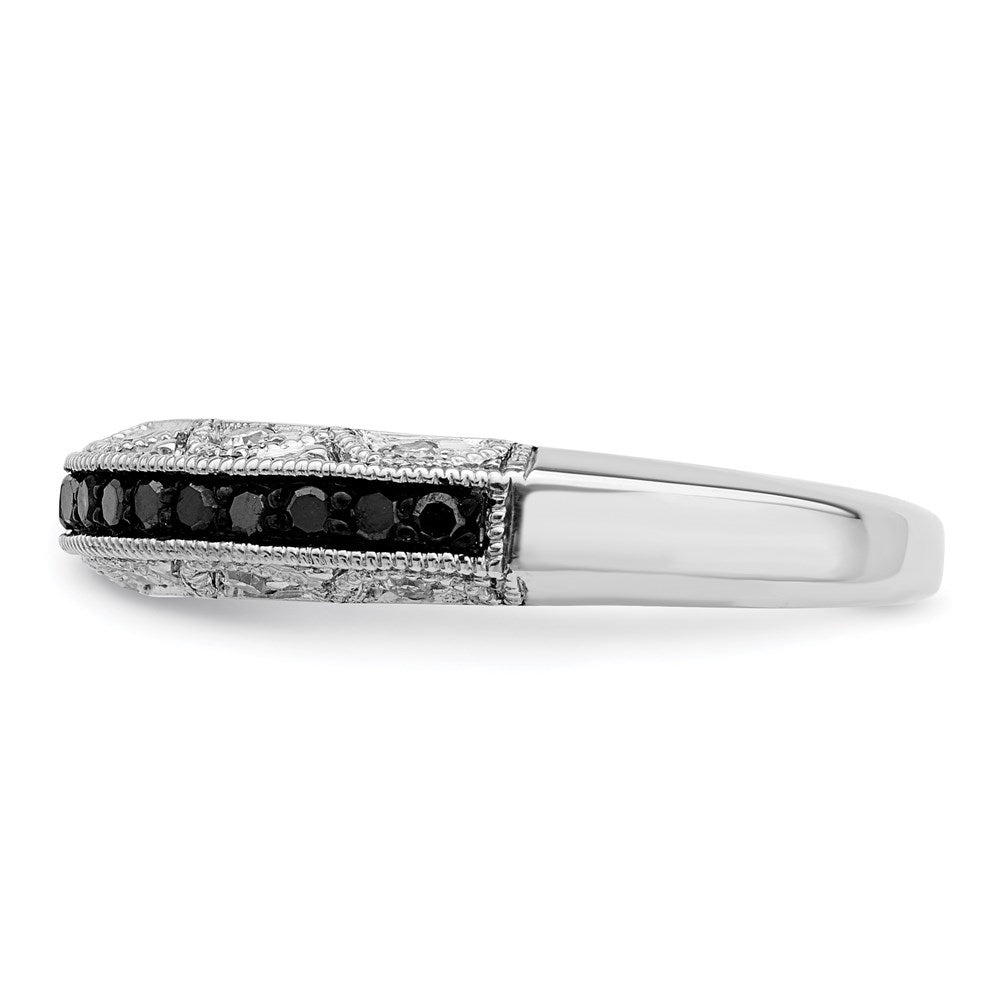 Sterlingsilber Weiß Nacht Rhodiniert Schwarz und Diamant Ring