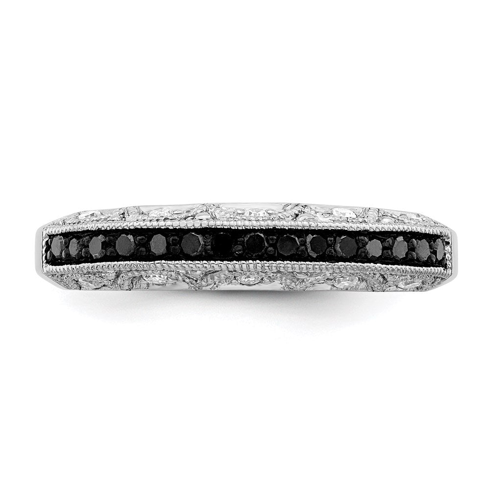 Sterlingsilber Weiß Nacht Rhodiniert Schwarz und Diamant Ring