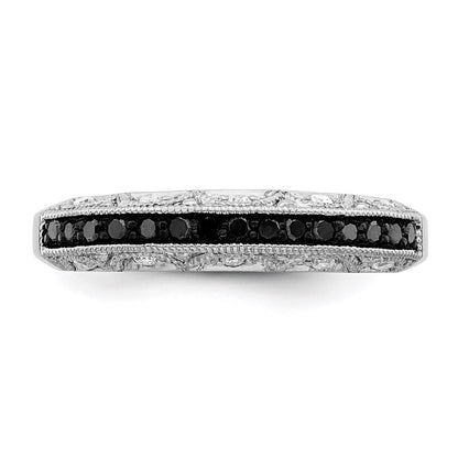 Sterlingsilber Weiß Nacht Rhodiniert Schwarz und Diamant Ring