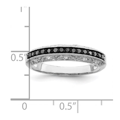 Sterlingsilber Weiß Nacht Rhodiniert Schwarz und Diamant Ring