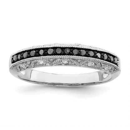 Sterlingsilber Weiß Nacht Rhodiniert Schwarz und Diamant Ring