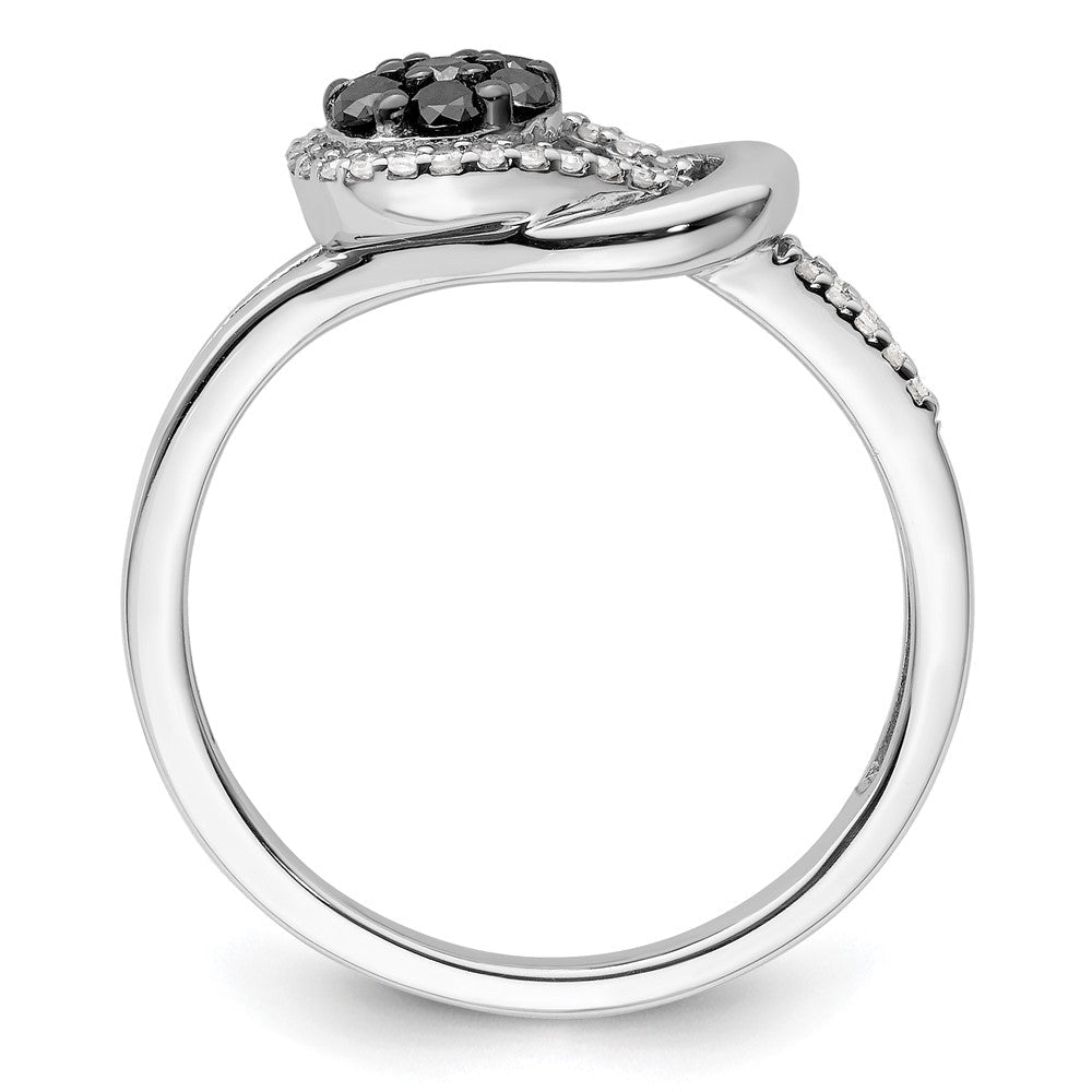 Sterlingsilber Weiß Nacht Rhodiniert Schwarz und Diamant Liebe Knoten Ring (size 8 Nur)