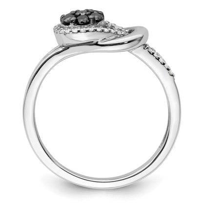 Sterlingsilber Weiß Nacht Rhodiniert Schwarz und Diamant Liebe Knoten Ring (size 8 Nur)